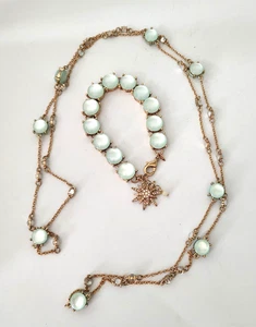 Vintage Avon GV9 hellgrüner Cabochon Halskette & Armband Set goldfarben - Bild 1 von 10