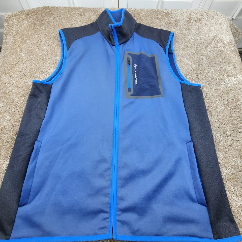 Vineyard Vines Mens Vest L Blue Gray Full Zip Sleeveless Athletic Layering - Image 1 of 4