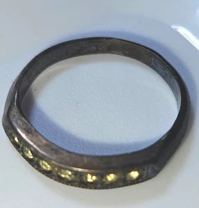 Antique Sterling Silver Eternity Band w/ Sparkling Stones Size 7 Vintage Ring - Picture 1 of 23