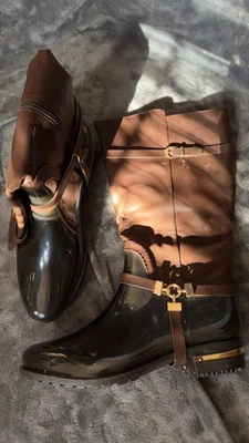 Botas de Lluvia para Motocicleta, Mujer, Marrón Oscuro, Talla 10, CLARA-25, Excelente Estado Foto 1 de 4