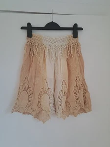 Boho Crochet Ombre Shorts UK6-8 Tassels Lined Summer Cotton Semi Sheer - Picture 1 of 11