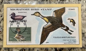 1986 Federal Duck Stamp FDC – $7.50 Fulvous Whistling Duck – Collins - Migratory - Picture 1 of 1
