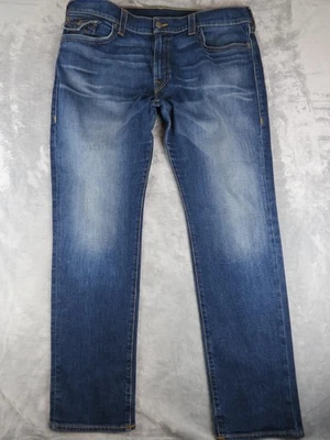 True Religion Ricky Jeans Mens 42x32 Blue Relaxed Fit Straight Denim Geno Tag - Image 1 of 4