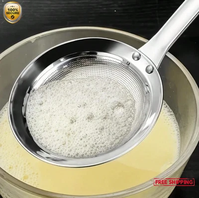 1pc Stainless Steel Oil Skimmer Spoon – Fine Mesh Food Strainer with Handle - Image 1 of 4