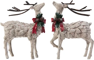 Resin Holiday Figurine Decorative Christmas Deer Tabletop Statue Decor, 2 Pack - Picture 1 of 9