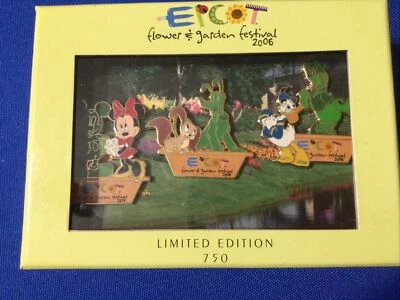 Juego de 3 prendedores Disney 2006 EPCOT Festival de flores y jardines Minnie Fifi Donald Topiary Foto 1 de 2