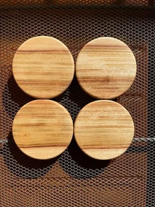 Set Of 4 Handmade Camphor laurel Coasters / Cup Mat / Australian Wood - Picture 1 of 9