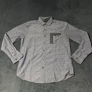 Volcom Camp Shirt Mens Size M blue Geometric Button Down Long Sleeve Slim Fit - Picture 1 of 7