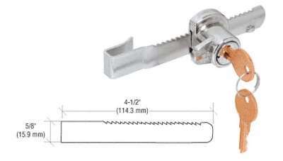 CR LAURENCE CRL 963L Chrome "Tamper Proof" Sliding Glass Door Lock with Standard Ratchet Bar