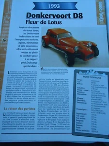 Donkervoort D8 fleur de Lotus 1993 Fiche Technique Auto - Imagen 1 de 2