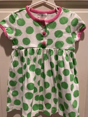 Vestido manga corta a lunares verde y blanco talla 3T Hanna Andersson para niña pequeña Foto 1 de 4