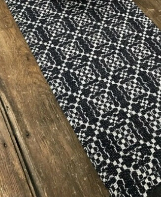 NEW PRIMITIVE NAVY CREAM WOVEN TABLE TOPPER SQUARE 34" OAKFORD GLEN Farmhouse - Image 1 of 2