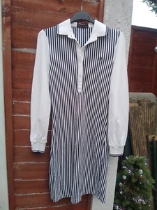 Ladies Black & White Stripe FRED PERRY x Amy Winehouse Foundation Dress UK 10 - Picture 1 of 6