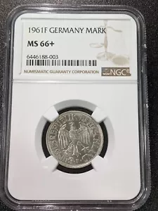 1961 F MS66+ Germany 1 Mark UNC NGC KM 110 Federal Republic TOP GRADE - Picture 1 of 2