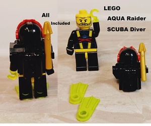 LEGO Shark Diver AQUA RADIERS Suba Mask Gold Spear Big Helmet & Tanks HOOK HAND - Picture 1 of 1