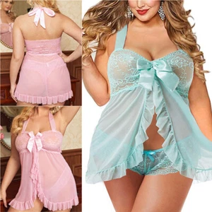 Plus Size Women Sexy Lingerie Sleepwear Lace Dress Underwear Babydoll Nightwear - Picture 1 of 34