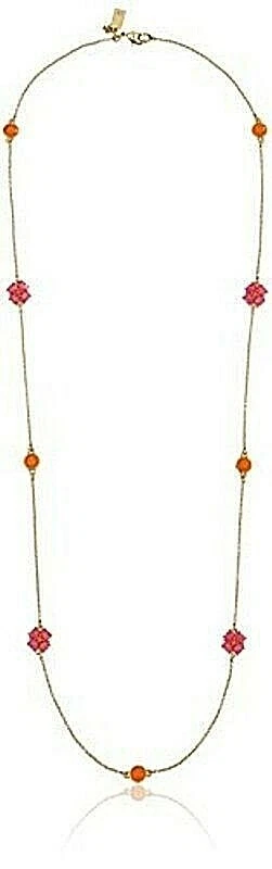 Kate Spade Izu Petals Pink Necklace Double Sided Blossoms Long Chain