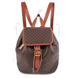Celine Macadam Backpack Shoulder Bag Purse Brown Auth - Picture 1 of 24