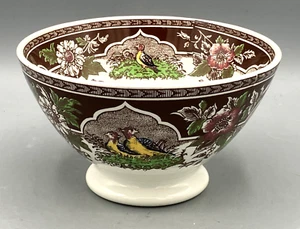 Cuenco pedestal vintage PV Portieux Vallerysthal Francia faisán pájaro - Imagen 1 de 14