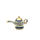 Broche lampe génie vintage Aladdin ton or bleu strass broche épingle à revers pochette arrière