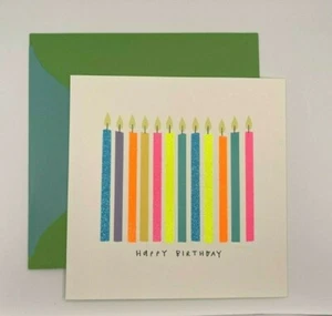 Hallmark Birthday Card by Signature ~ Neon Glitter Candles - Picture 1 of 3