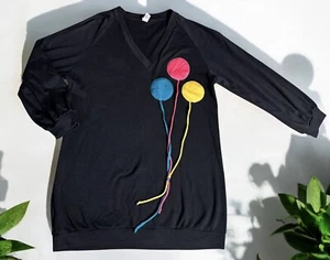 VTG 1980’s black Crewneck Sweatshirt women’s pullover Colorful balloons birthday - Picture 1 of 9