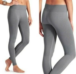 ATHLETA Mujer Talla M Metalizado Plata Brillo Rayas Pull On Medias Pantalones - Imagen 1 de 5
