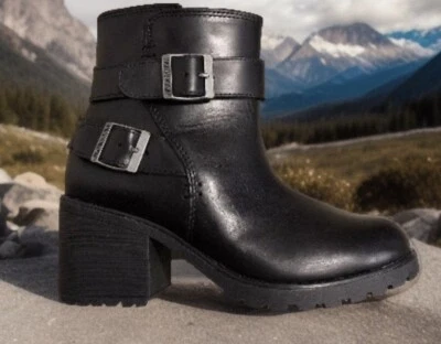 Botas de moto negras Harley-Davidson para mujer 7 🔥LaLanne Dble Strap, D84711 🔴 Foto Foto 1 de 4