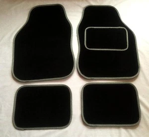 Black & Grey Car Mats For Nissan Almera Micra Primera Figaro Qashqai Note Juke - Picture 1 of 1