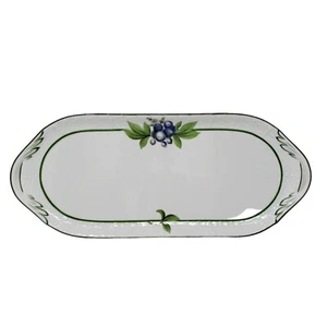 Herend Hungary Serving Platter 14” Oval Handpainted Porcelain Blueberry - Picture 1 of 15