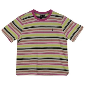 Volcom Girl's Yellow & Pink Multicolour Striped S/S T-Shirt (S01) - Picture 1 of 5