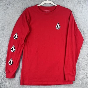 Volcom Shirt Mens Small Red Long Sleeve Graphic Tee 100% Cotton - Picture 1 of 5