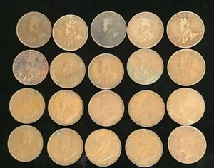 Collector Starter set 20 DIFFERENT PRE DECIMAL PENNYS KG & QE11 1910's to 1960' - Bild 1 von 3
