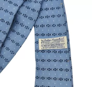 Vintage PALM BEACH Beau Brummel Tie Neck Tie Men's Blue Woven Skinny 4 Fold - Picture 1 of 10