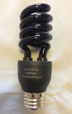 15W UV Black Spiral CFL Fluorescent Light Bulb - E27 E26 - Image 1 of 4
