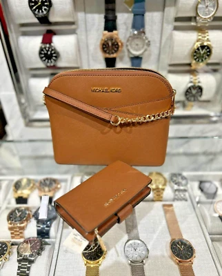 Michael Kors Mediano Cuero Cartera Bolso Bandolera + Doble Cartera Equipaje Foto 1 de 4