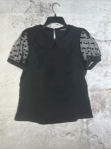 Allegra K Women's Vintage Peter Pan Collar- Short Sleeve Blouse Size M - Picture 1 of 6