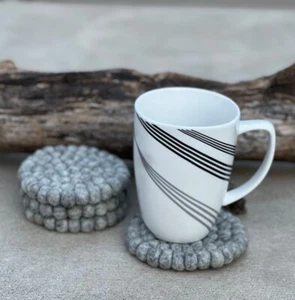 Fair Trade Felt Ball Tea Coasters, Drink Coasters Set, Home Decor And More - Picture 1 of 14