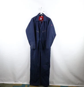Vtg 70s Streetwear Mens 44R Distressed Insulated Work Coveralls Bibs Blue USA - Picture 1 of 20