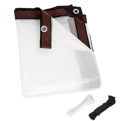 ZYP Heavy Duty Clear Poly Tarp 6x8ft Waterproof Garden Cover with Rustproof Grommets