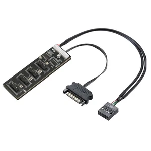 9Pin USB Header Male 1 to 4 Female Extension Cable with SATA Power for RGB Light - Picture 1 of 10