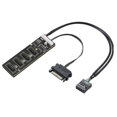 9Pin USB Header Male 1 to 4 Female Extension Cable with SATA Power for RGB Light - Image 1 of 4