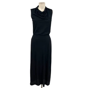 Vestido Teory Drapeado Cuello Simulado Sin Mangas Midi Pullover Jersey Negro Talla XS - Imagen 1 de 8