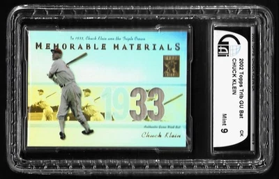 Tarjeta de murciélago 2002 Topps Tribute MEM-CK Chuck Klein GU patio Gai 9 Foto 1 de 2