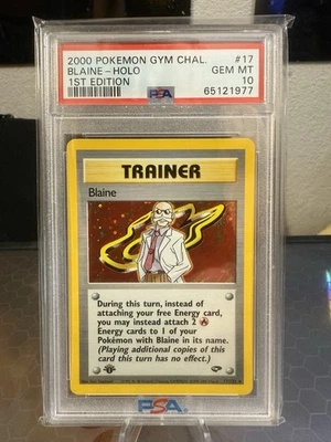 PSA 10 Trainer Blaine Gym Challenge 17 Holo 1st Edition 2000 Pokemon GEM MINT - Image 1 of 2