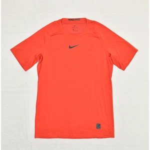 Nike Men's T Shirt Short Sleeve Swoosh Polyester Red Size M Dri Fit Pro Gym - Picture 1 of 8