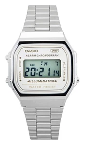 Casio Vintage Digital Edelstahlarmband Quarz A168WA-8 Unisex-Uhr - Picture 1 of 4