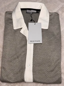 Mauvais Men’s Geo Jacquard Contrast Shirt in Green Size Medium Free Shipping A40 - Picture 1 of 3