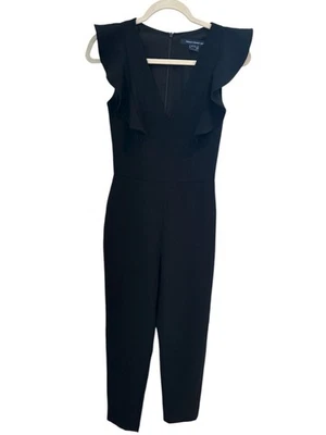 French Connection Women's Black V-Neck Ruffle Cap Sleeve, size 0 - Image 1 of 4