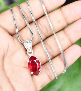 26 kt natürlicher roter Rubin Anhänger 925 Sterlingsilber Marquise Edelstein Schmuck - Bild 1 von 6